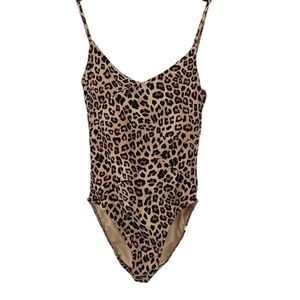 summersalt Leopard Print One-Piece Swimsuit in Tan and Black